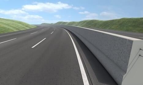 New Jersey concrete barrier on highway